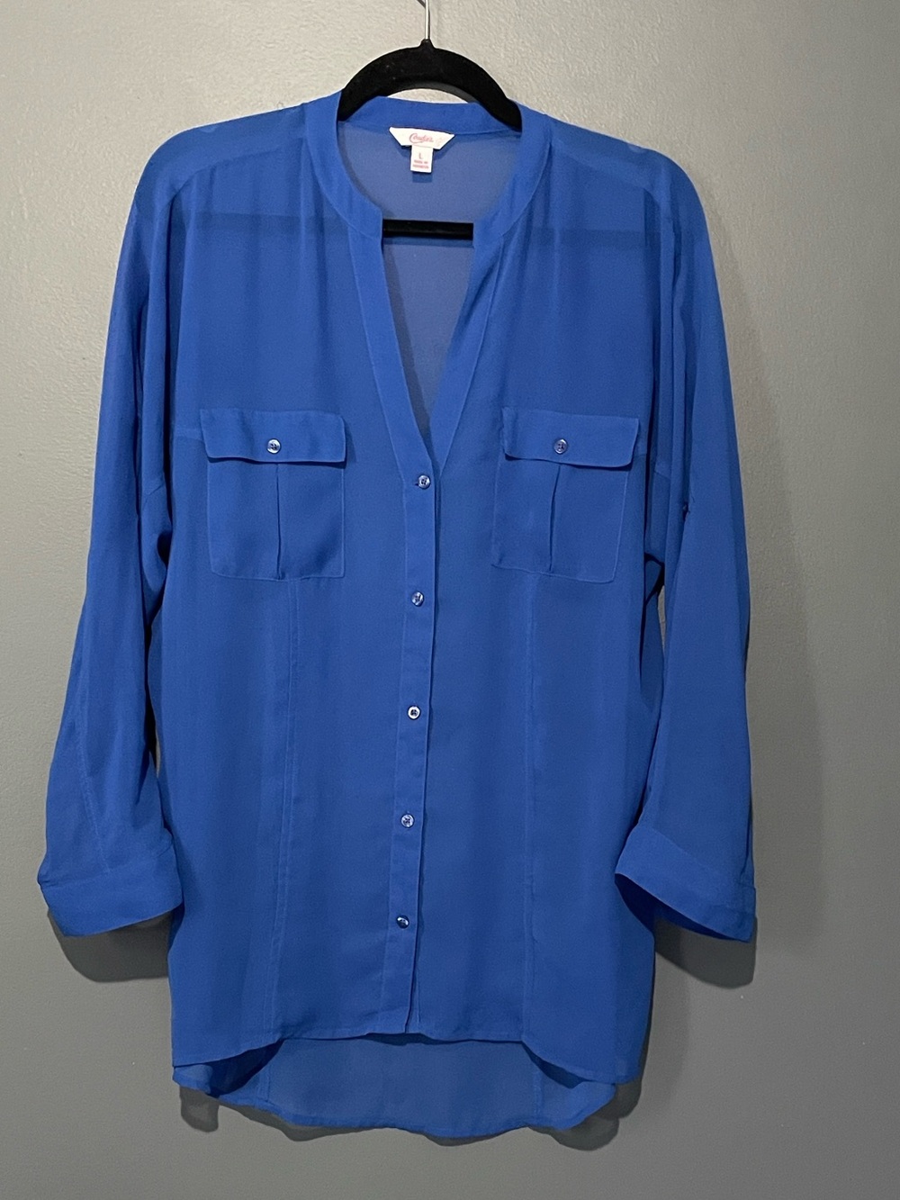 Candie's Royal Blue Button-Front Tunic Blouse